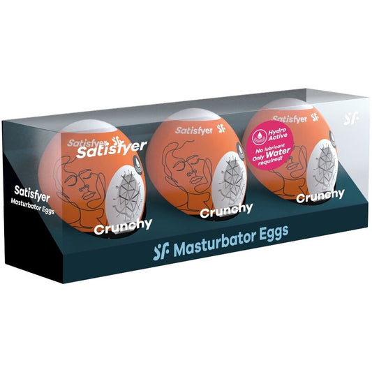 SATISFYER - 3 MASTURBATOR EGG-SHELLEN NAUGHTY, SAVAGE & CRUNCHY