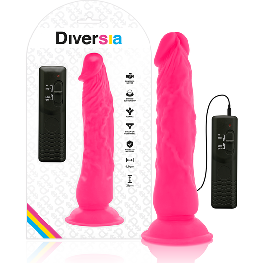 DIVERSIA - FLEXIBELE VIBRERENDE DILDO ROZE 21 CM -O- 4.9 CM