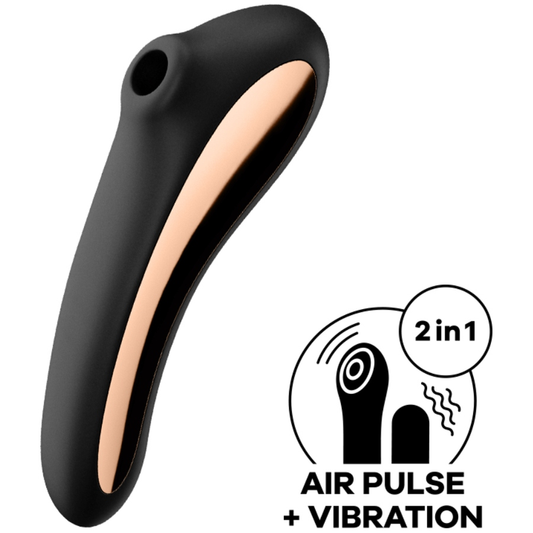 SATISFYER - DUAL KISS AIR PULSE VIBRATOR ZWART