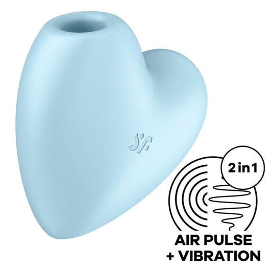 SATISFYER - CUTIE HEART LUCHTDRUK STIMULATOR & VIBRATOR BLAUW