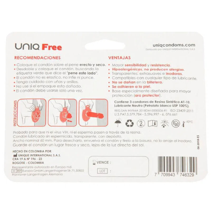 UNIQ - LATEXVRIJE CONDOMS MET BESCHERMENDE RING 3 STUKS