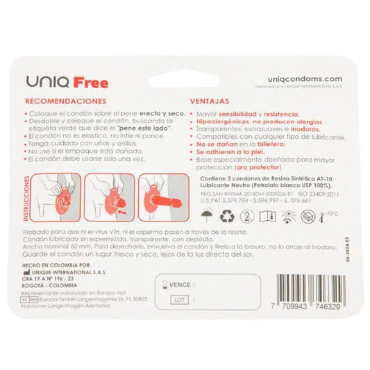UNIQ - LATEXVRIJE CONDOMS MET BESCHERMENDE RING 3 STUKS