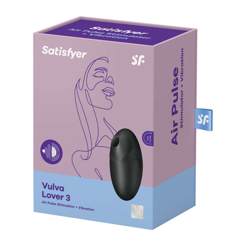 SATISFYER - VULVA LOVER 3 STIMULATOR EN VIBRATOR ZWART