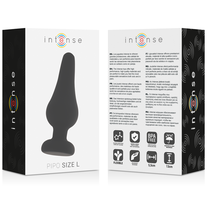 INTENSE - BUTTPLUG PIPO L ZWART SILICONE 13 CM