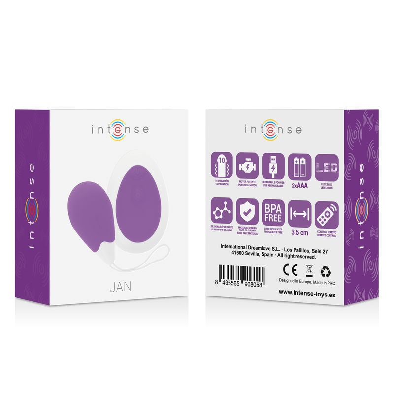 INTENSE - JAN LILAC AFSTANDSBEDIENDE VIBRERENDE EI