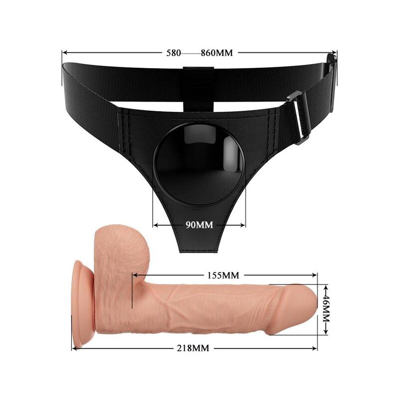 PRETTY LOVE - HARNESS SLIP UNIVERSELE HARNESS MET DILDO JERRY 21,8 CM NATUURLIJK