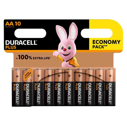 DURACELL - PLUS POWER 100 ALKALINE BATTERIJ AA LR6 10 STUKS