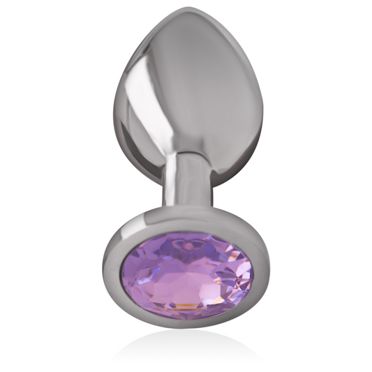 INTENSE - ANALPLUG VAN ALUMINIUM METAAL MET VIOLETTE KRISTAL MAAT S