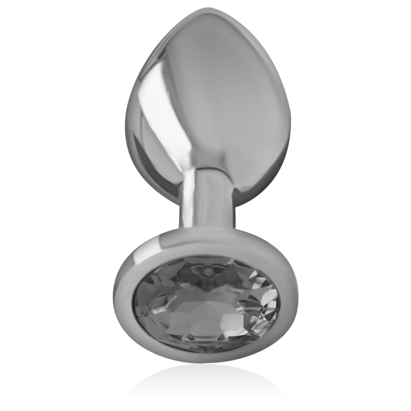 INTENSE - ALUMINIUM METALEN ANALE PLUG MET ZWARTE KRISTAL MAAT S