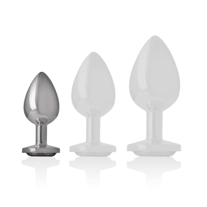 INTENSE - ALUMINIUM METALEN ANALE PLUG MET ZWARTE KRISTAL MAAT S