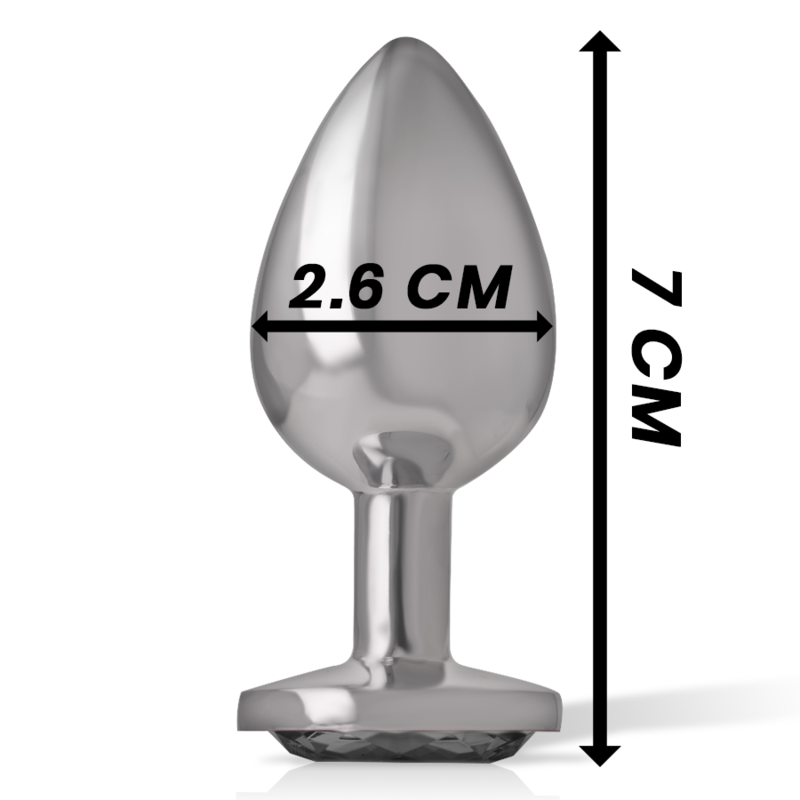 INTENSE - ALUMINIUM METALEN ANALE PLUG MET ZWARTE KRISTAL MAAT S