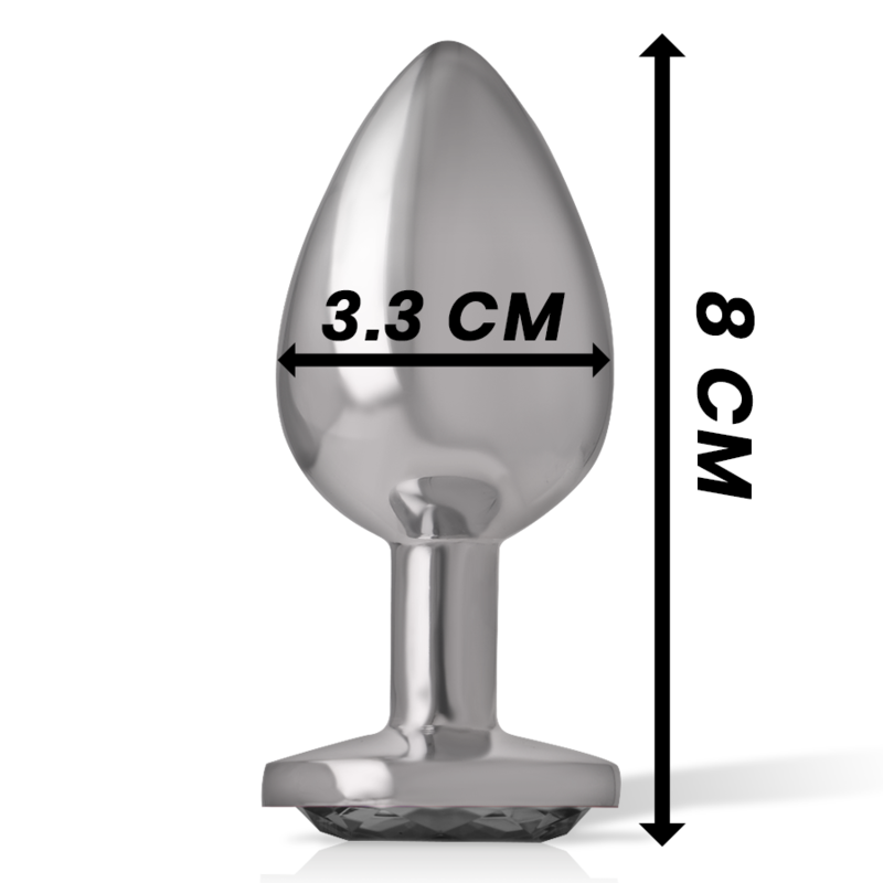 INTENSE - ALUMINIUM METALEN ANALE PLUG MET ZWART GLAS MAAT M
