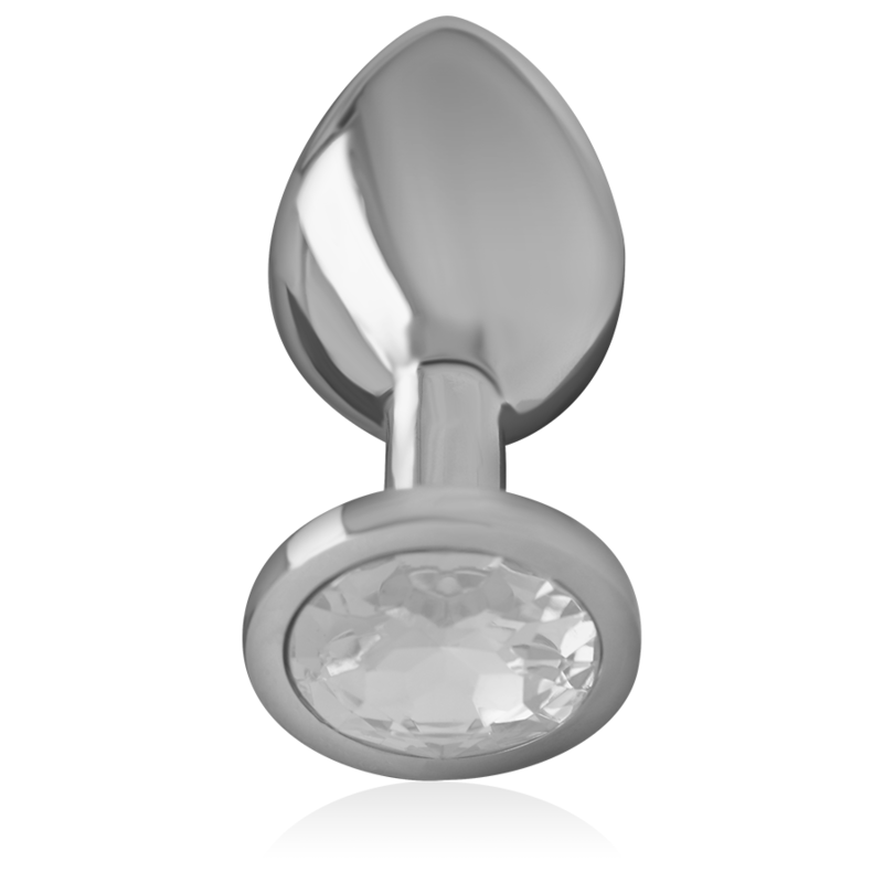 INTENSE - ALUMINIUM METALEN ANAALPLUG MET ZILVEREN KRISTAL MAAT S