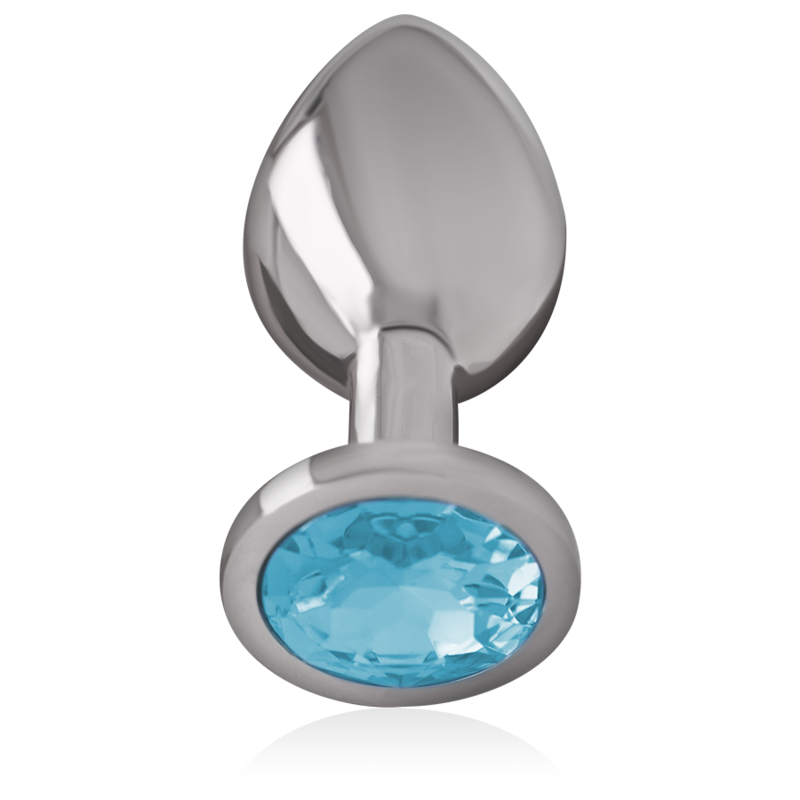 INTENSE - ALUMINIUM METAL ANALE PLUG MET BLAUWE KRISTAL MAAT S