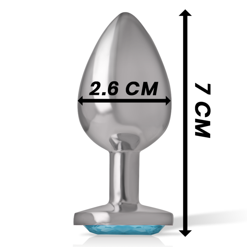INTENSE - ALUMINIUM METAL ANALE PLUG MET BLAUWE KRISTAL MAAT S