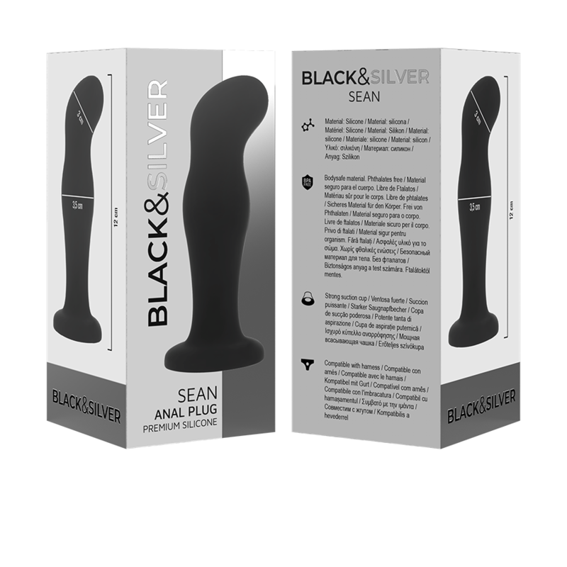 ZWART & ZILVER - SEAN PLUG ANAL PREMIUM SILICONE ZWART