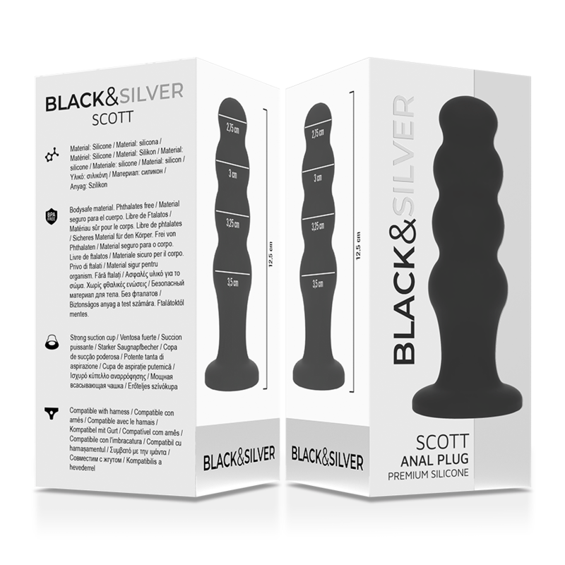 ZWART&ZILVER - SCOTT PREMIUM SILICONEN AALPLUG ZWART