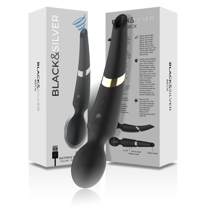 ZWART&ZILVER - BECK WAND EN ZUIGNAP 2-IN-1 SILICONEN