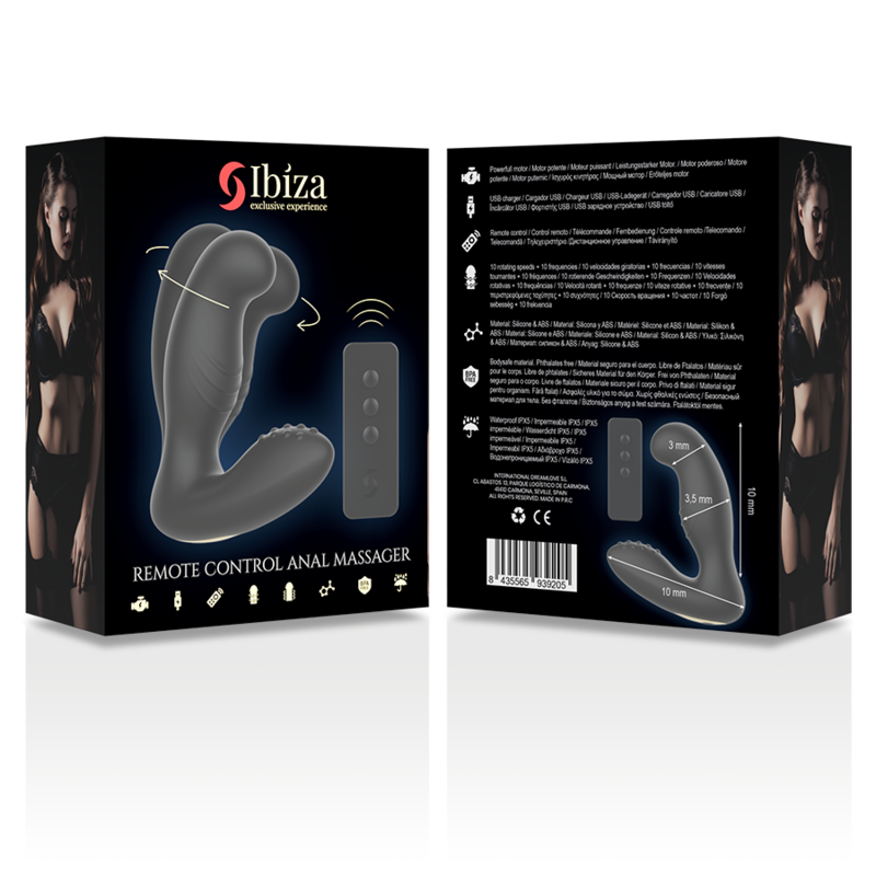IBIZA - ANAL MASSAGER AFSTANDSBEDIENING 10 x 3,5 CM
