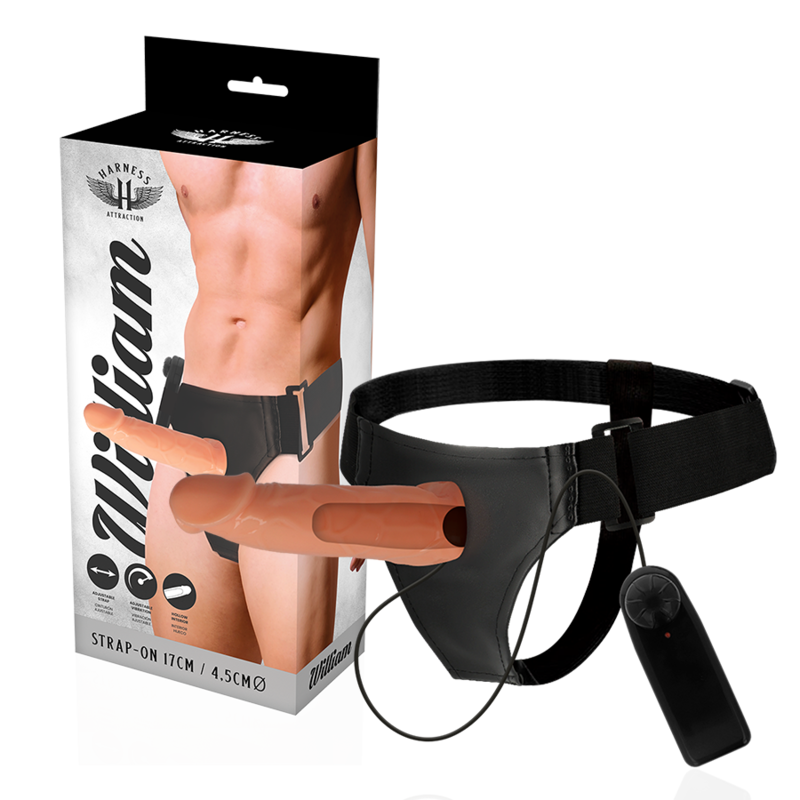 HARNESS ATTRACTION - WILLIAN HOLLOW HARNAS MET VIBRATOR 17 CM -O- 4.5 CM