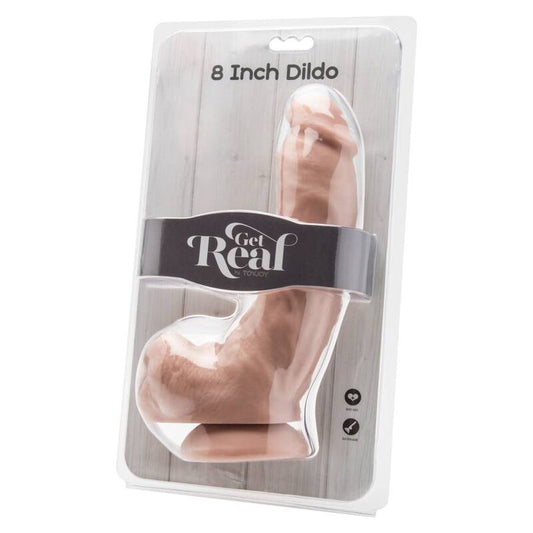 GET REAL - DILDO 20,5 CM MET BALLEN HUIDSKLEURIG