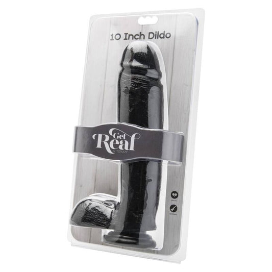 GET REAL - DILDO 25,5 CM MET BALLEN ZWART