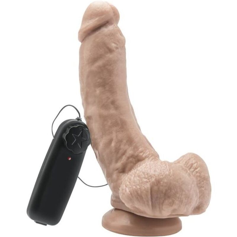 GET REAL - DILDO 20,5 CM MET BALLEN VIBRATOR HUIDSKLEURIG