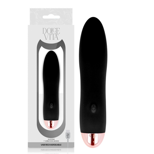 DOLCE VITA - OPLAADBARE VIBRATOR VIER ZWART 7 SNELHEDEN