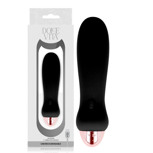 DOLCE VITA - OPLAADBARE VIBRATOR FIVE ZWART 7 SNELHEDEN