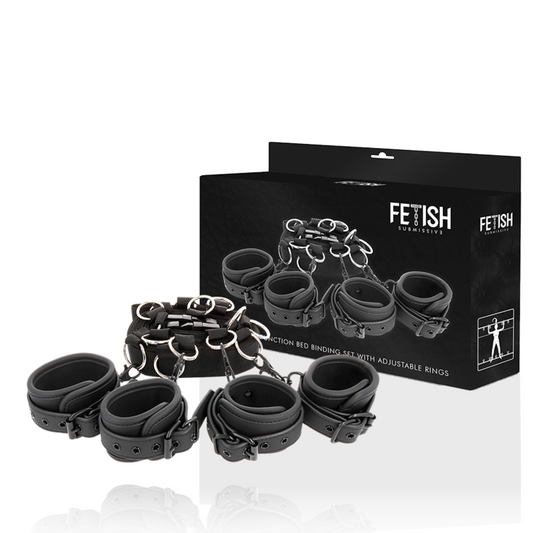 FETISJ SUBMISSIEF - LUXE BEDBANDEN SET MET NEOPREEN VOERING