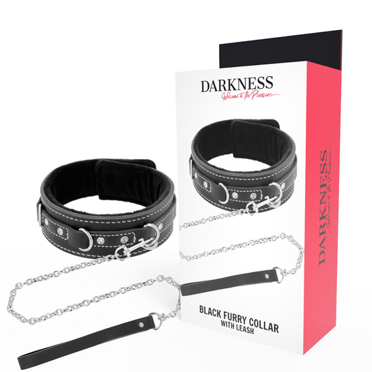 DARKNESS - HOGE KWALITEIT LEREN HALSBAND MET RIEM