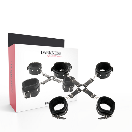 DARKNESS - LEREN HANDBOEIEN VOOR VOET EN HANDEN ZWART