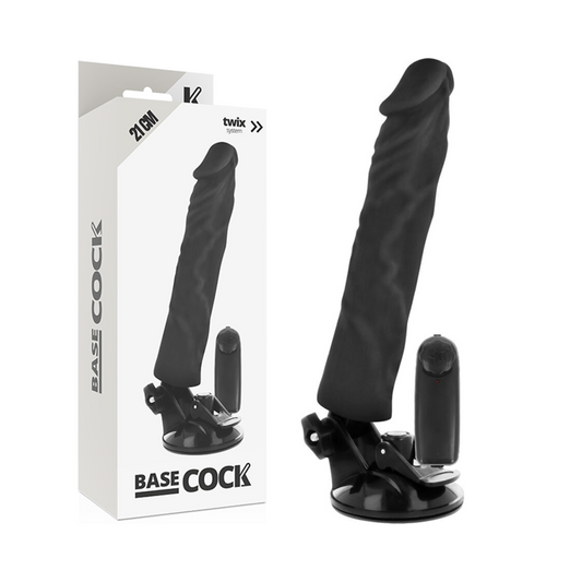 BASECOCK - REALISTISCHE VIBRATOR AFSTANDSBEDIENING ZWART 21 CM -O- 4 CM