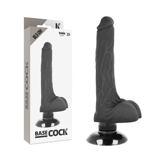BASECOCK - REALISTISCHE VIBRATOR 2-1 ZWART 18.5 CM -O- 4 CM