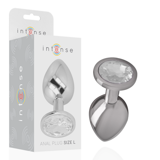 INTENSE - ALUMINIUM METAL ANALE PLUG MET ZILVEREN KRISTAL MAAT L