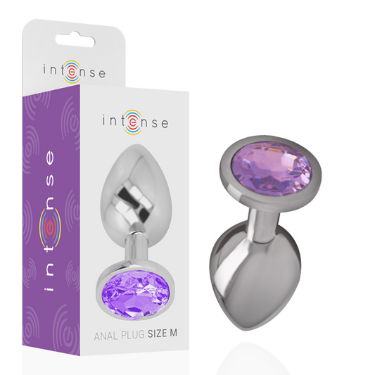 INTENSE - ALUMINIUM METALEN ANAALPLUG MET VIOLETTE KRISTAL MAAT M