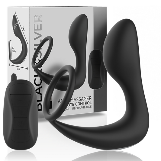 ZWART&ZILVER - AFSTANDSBEDIENING ANALE MASSAGER OPLAADBAAR SILICONEN ZWART