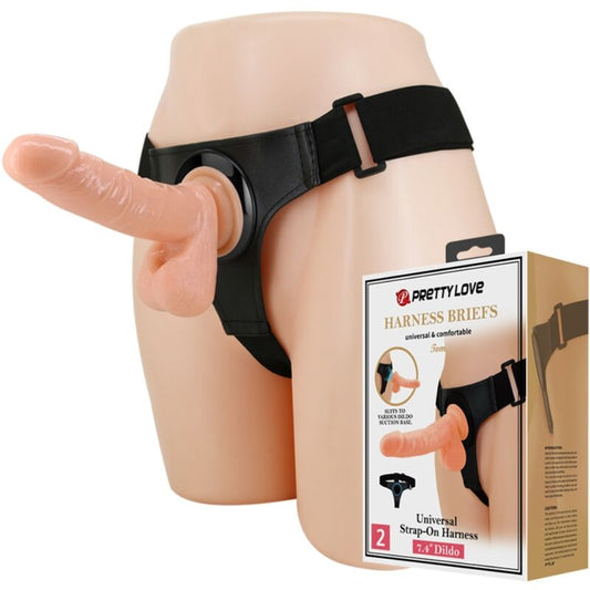 PRETTY LOVE - HARNESS SLIP UNIVERSEEL HARNAS MET DILDO TOM 20 CM NATUURLIJK