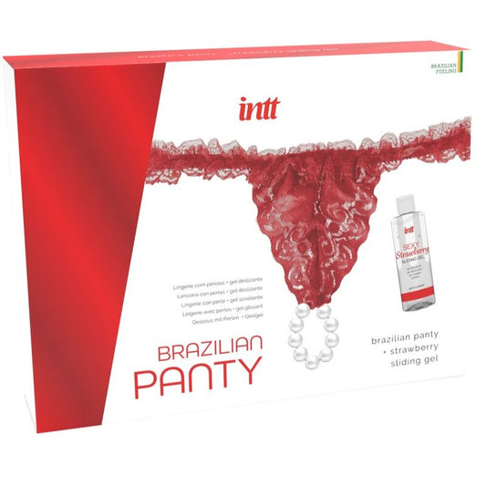 INTT RELEASES - BRAZILIAANSE RODE STRING MET PARELS EN GLIJMIDDEL 50 ML