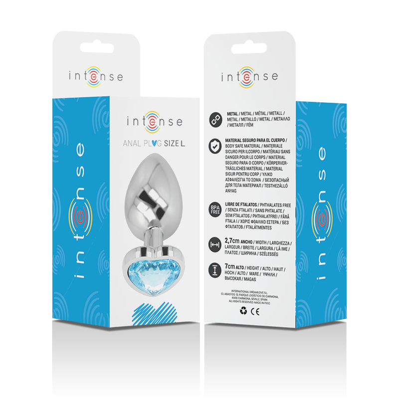 INTENSE - ALUMINIUM METAL ANALE PLUG BLAUW HART MAAT L