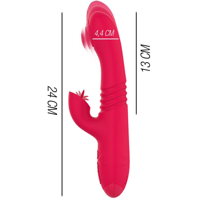 INTENSE - DUA MULTIFUNCTIONELE OPLAADBARE OP- EN NEERGAANDE VIBRATOR MET RODE TONG