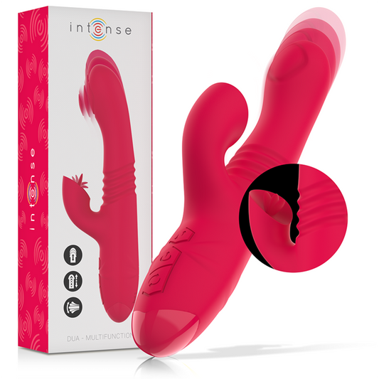 INTENSE - DUA MULTIFUNCTIONELE OPLAADBARE OP- EN NEERGAANDE VIBRATOR MET RODE TONG