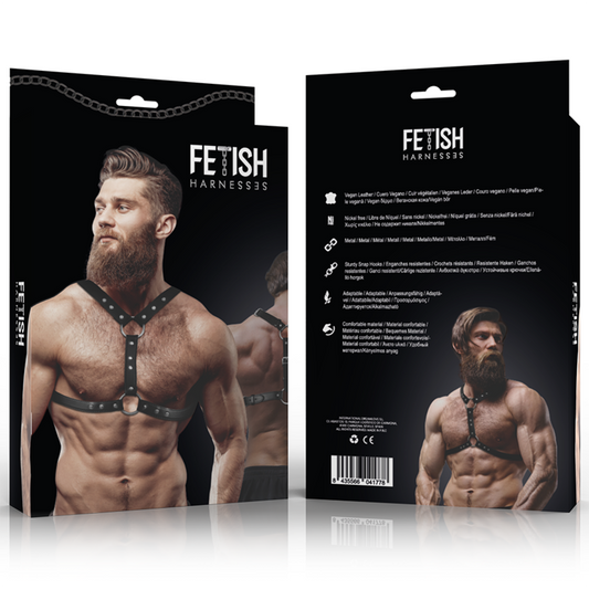 FETISH ONDERDANIGE HOUDING - ECO-LEREN BORSTTUIG MET DUBBELE ONDERSTEUNING EN STUDS VOOR HEREN