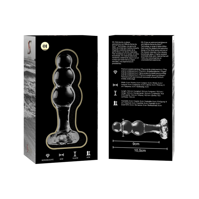 NEBULA-SERIE VAN IBIZA - MODEL 1 TRANSPARANT KRISTALLEN ANALE PLUG 10,5 CM -Ø- 3 CM