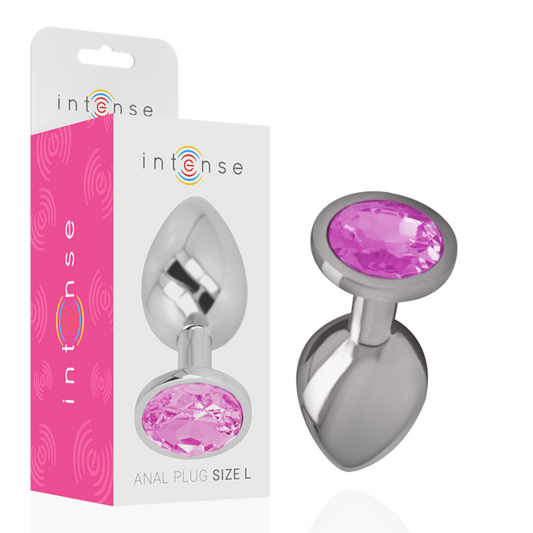 INTENSE - ALUMINIUM METAL ANALE PLUG MET ROZE KRISTAL MAAT L