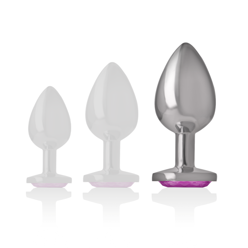 INTENSE - ALUMINIUM METAL ANALE PLUG MET ROZE KRISTAL MAAT L