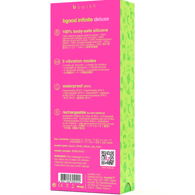 B SWISH - BGOOD INFINITE DELUXE OPLAADBARE VIBRATOR BLAUW SILICOON