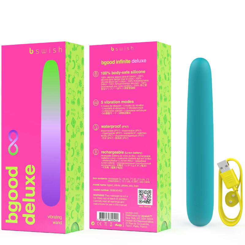 B SWISH - BGOOD INFINITE DELUXE OPLAADBARE VIBRATOR BLAUW SILICOON