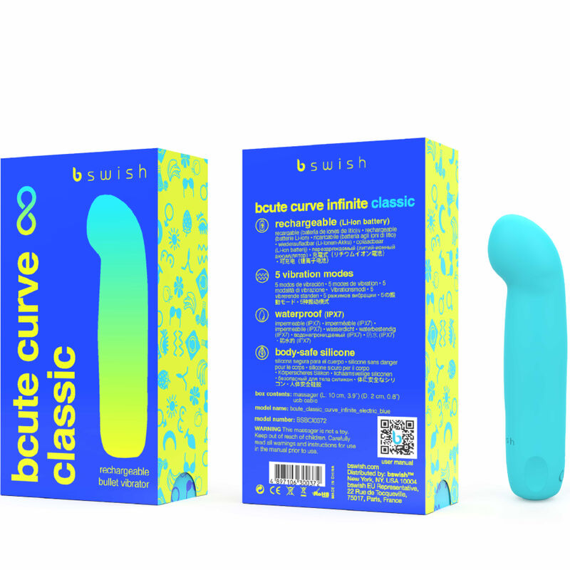 B SWISH - BCUTE CURVE INFINITE KLASSIEKE OPLAADBARE VIBRATOR BLAUW SILICOON