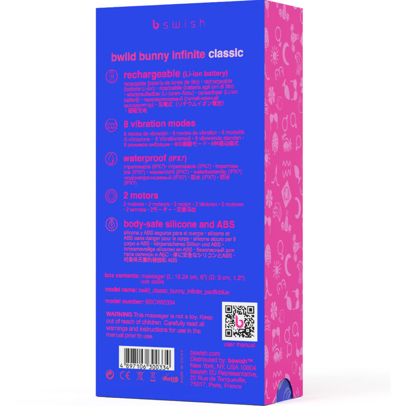 B SWISH - BWILD BUNNY INFINITE CLASSIC OPLAADBARE VIBRATOR BLAUW SILICONEN